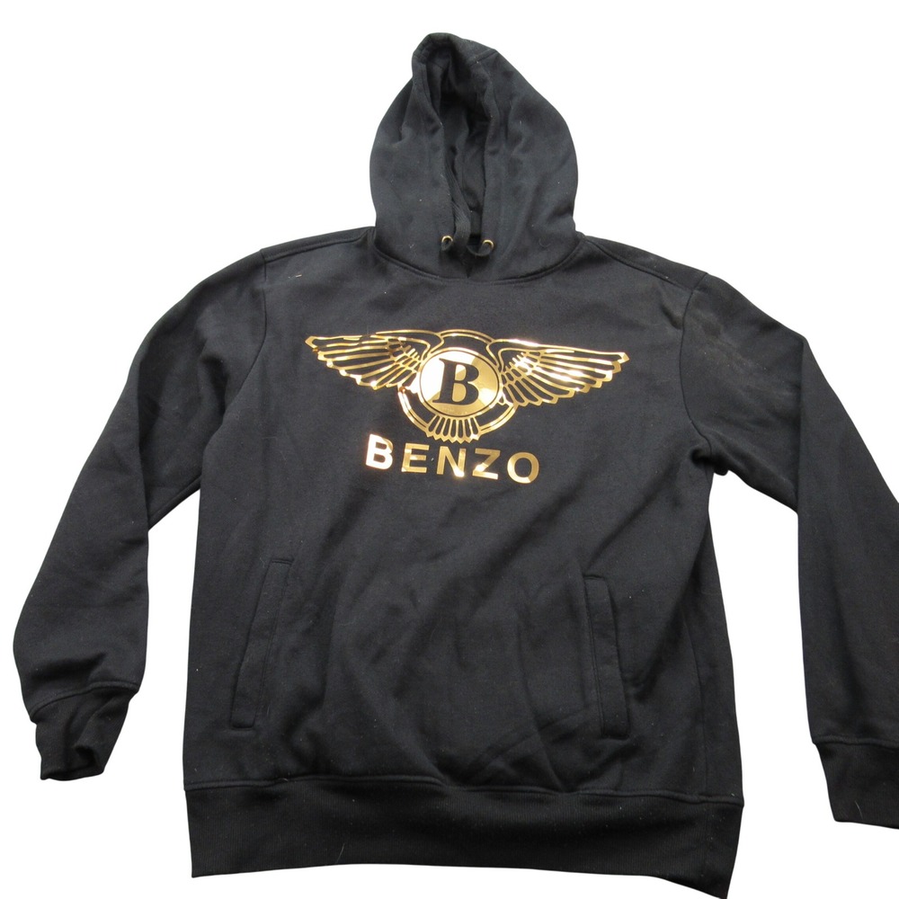 Bleecker‎ and Mercer Benzo Gold Foil Graphic Hoodie Black Mens Medium Streetwear